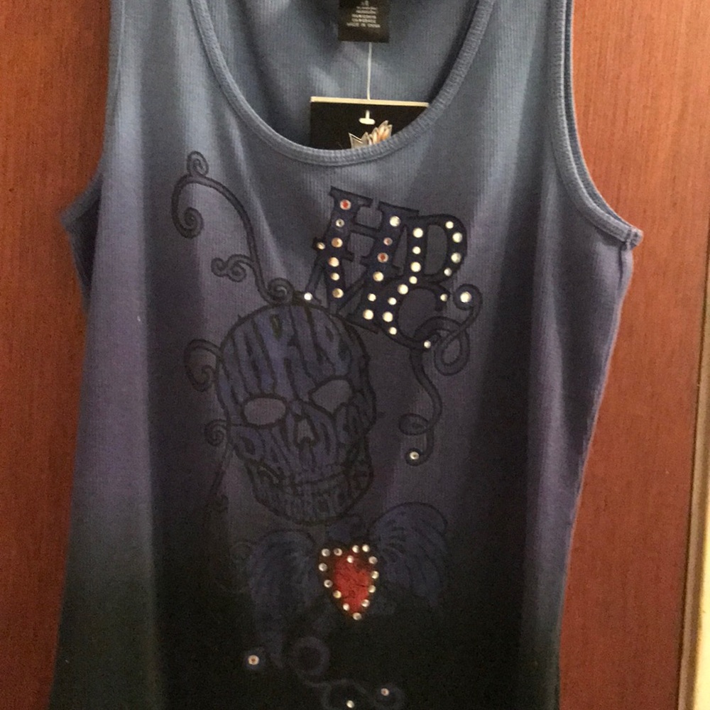 Harley tank with bling large NWT blue